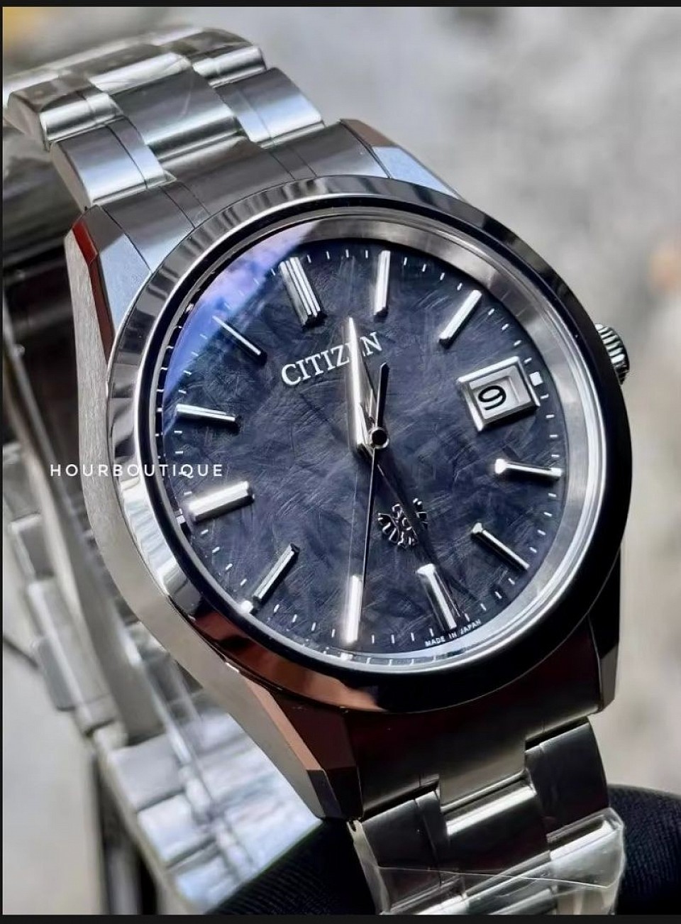 Brand New The Citizen Black Meteorite Dial Eco-Drive Super Titanium 38mmk Watch AQ4100-57E