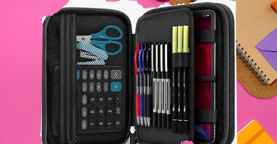 Zannaki Big Capacity Storage Pouch Marker Pen Pencil Case Simple Stationery Bag Box Art Tool & Sketch Storage Boxes for Bullet Journal Middle High School Office College Student Girl Women Adult Teen