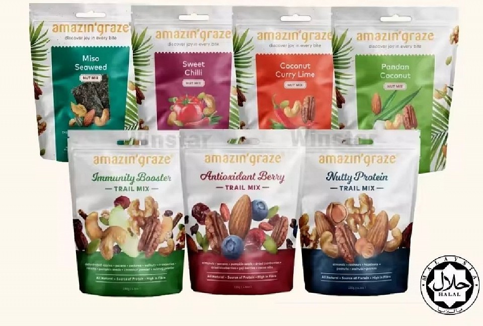 Amazin Graze Nuts & Trail Mix 7 Flavors Natural & Healthy Snacks